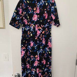 Maggy London Dress, Black with Abstract Design, Size 10